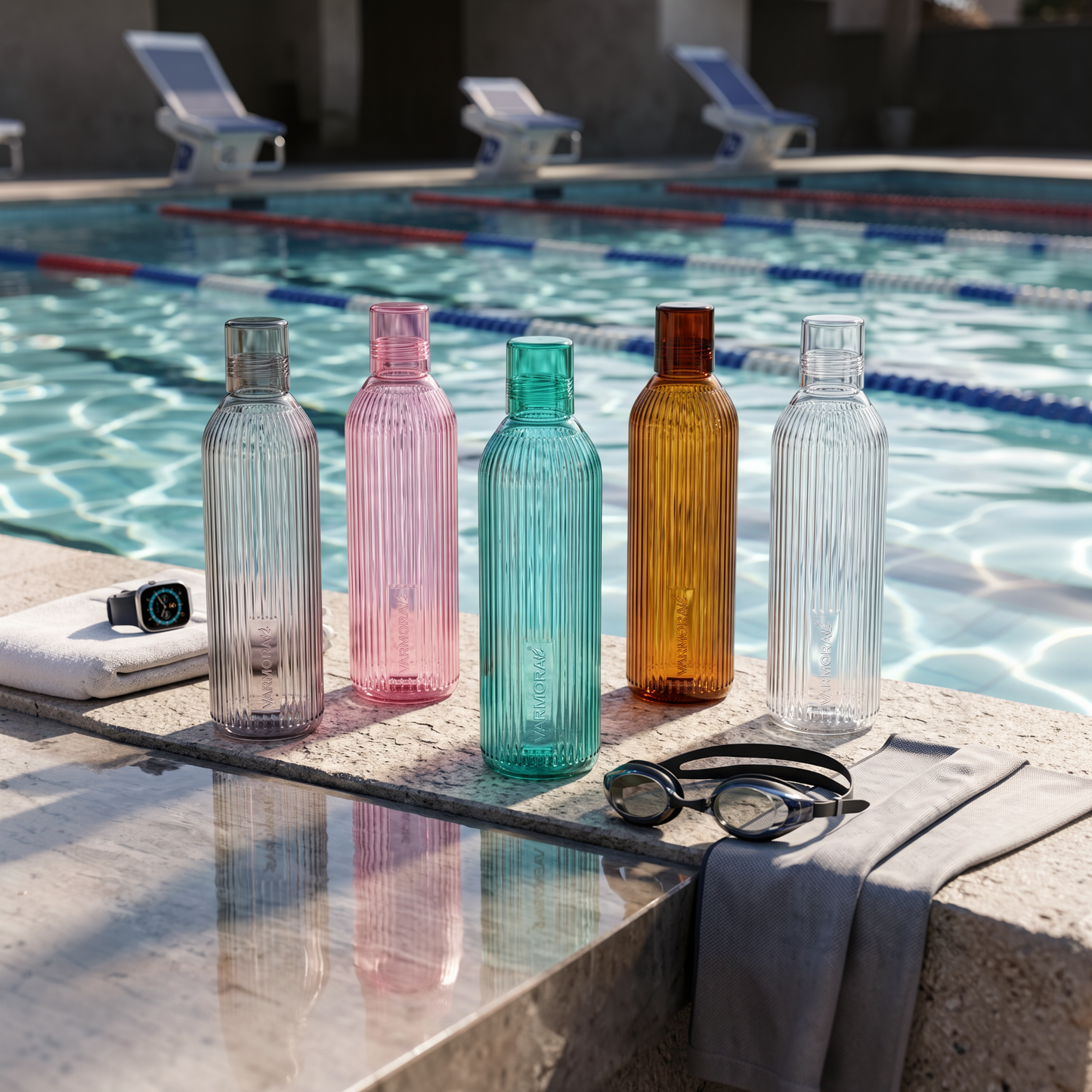 Varmora Aqua Hydroline – Plastic Water Bottle, BPA Free, 100% Virgin Plastic, Leak Proof, 1 Litre.