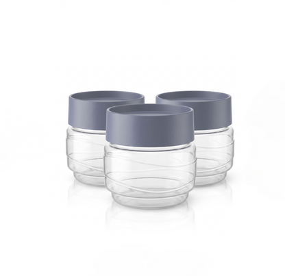 Varmora Store N Stack Round  500ml - Set of 3, Round, Dry Storage Plastic Containers, Easy-Open Airtight Lid, Space-Saving Design, Transparent Plastic Canisters