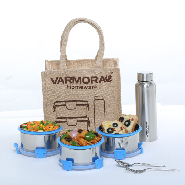 varmora Lunch Box Set With Bag. 100% leak proof & airtight
