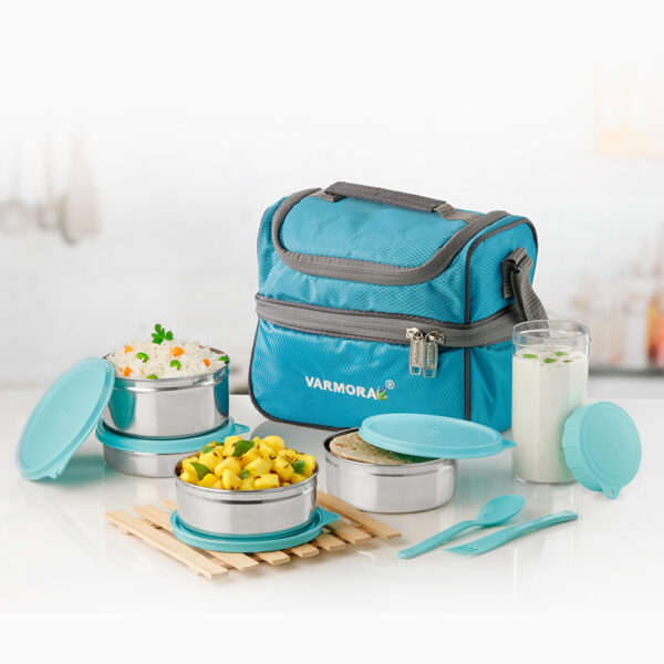 varmora Stainless Steel Lunch Box with airtight and leakproof lid