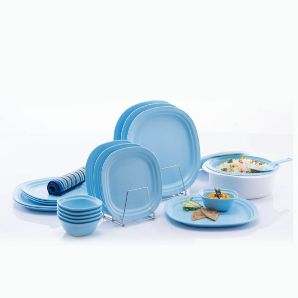 Varmora Plastic Dinner Set | Set of 21 | Includes Plastic Dinner Plates, Bowls & Casserole | Microwave-Safe, Dishwasher-Friendly | BPA Free