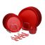 Varmora Plastic Dinner Set | Set of 20 | Includes Plastic Dinner Plates, Spoons & Bowls | Microwave-Safe, Dishwasher-Friendly | BPA Free | Cream Yellow, Maroon & Sky Blue