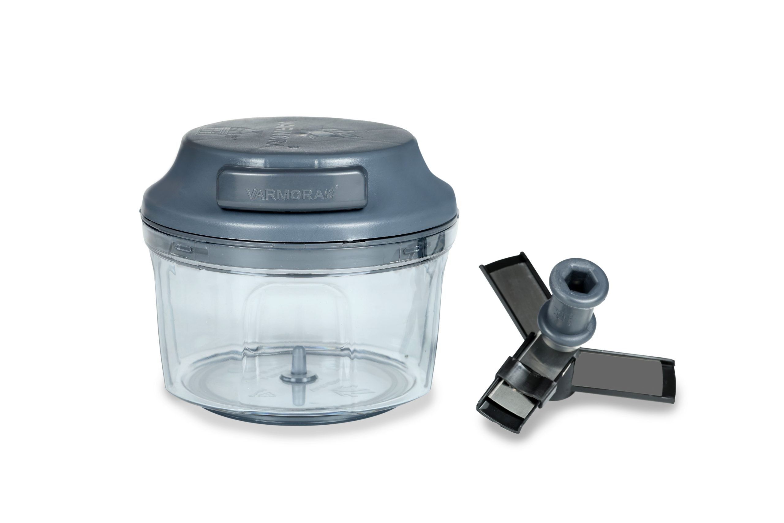 Varmora Easy Chopper 500 ml – Manual Food Chopper with Stainless Steel Blades, Grey